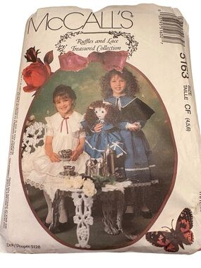 McCALL'S Girls' Formal Dress Sewing Pattern - White and Blue Ruffles & Lace